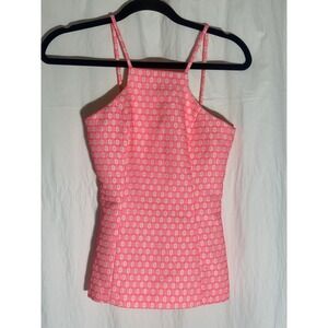 LILLY PULITZER Costello Top High Neck Hexagon Textured Print Top Size 00 D24